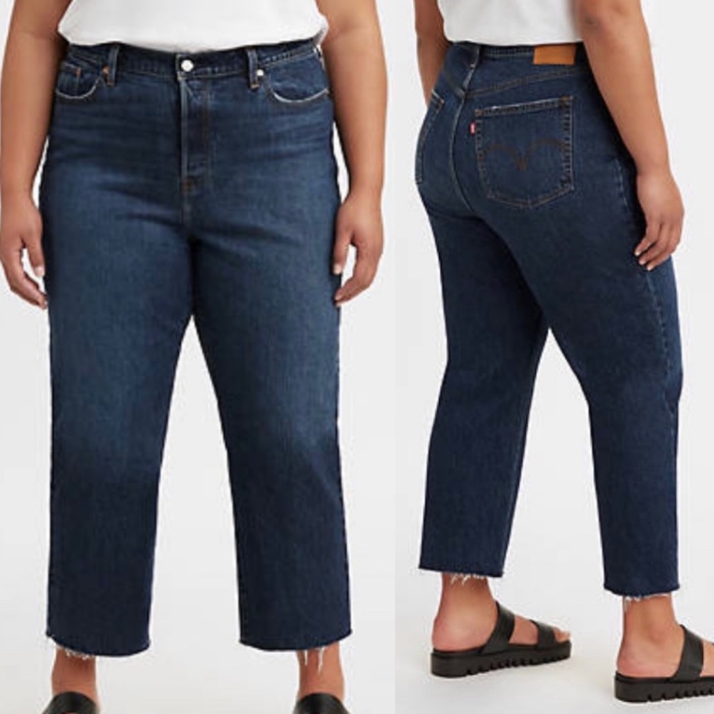 Levi’s Wedgie Straight Jeans – High Rise, Raw Hem, Medium Wash, Size 24W (NWT)